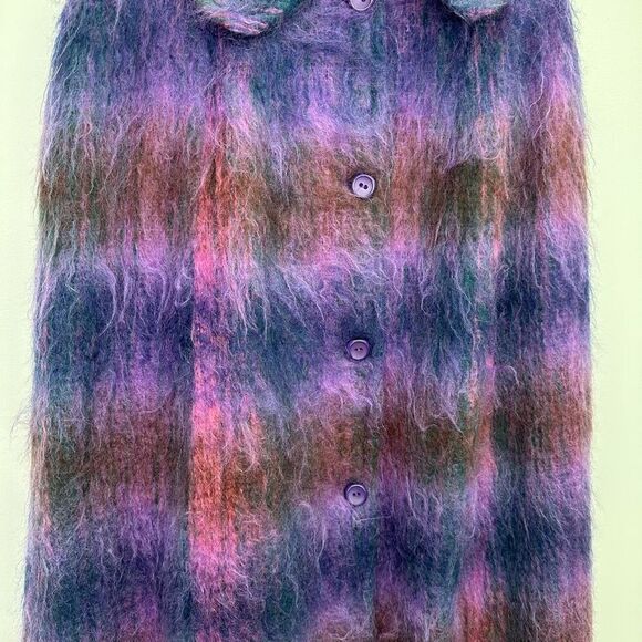 Fraser Cameron Mohair Wool Made in Scotland Blue Purple Pink Red Layered Ombre L - Picture 6 of 10